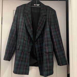 Plaid Blazer - Black and Green